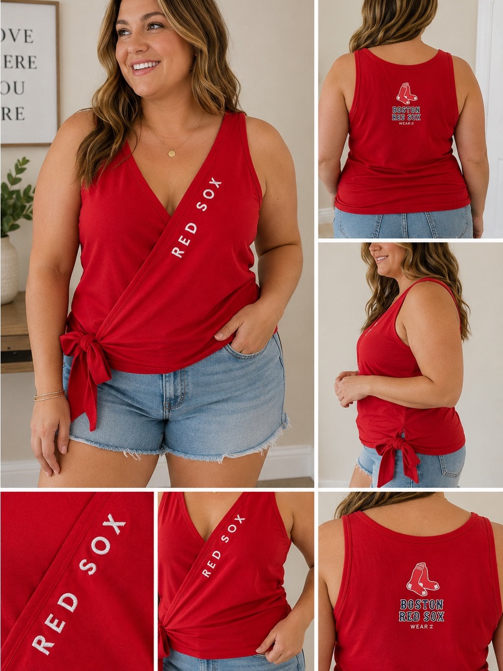 WEAR by Erin Andrews Red Sox Wrap Tie Tank Top 2XL NWT MLB  Multi Wear Options
